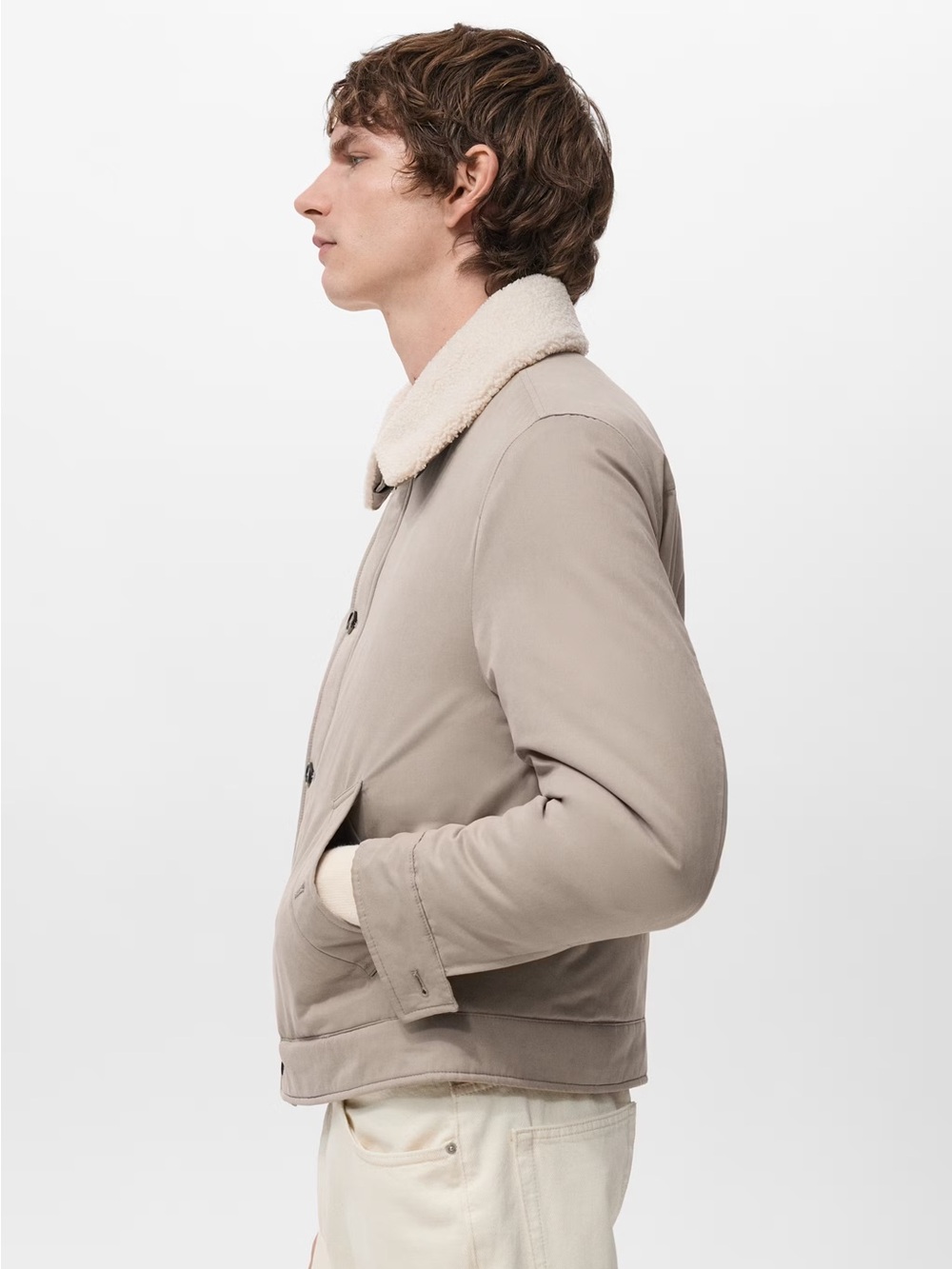 NWT (size small) MANGO QUILTED JACKET WITH SHEARLING-EFFECT COLLAR - Picture 5 of 13